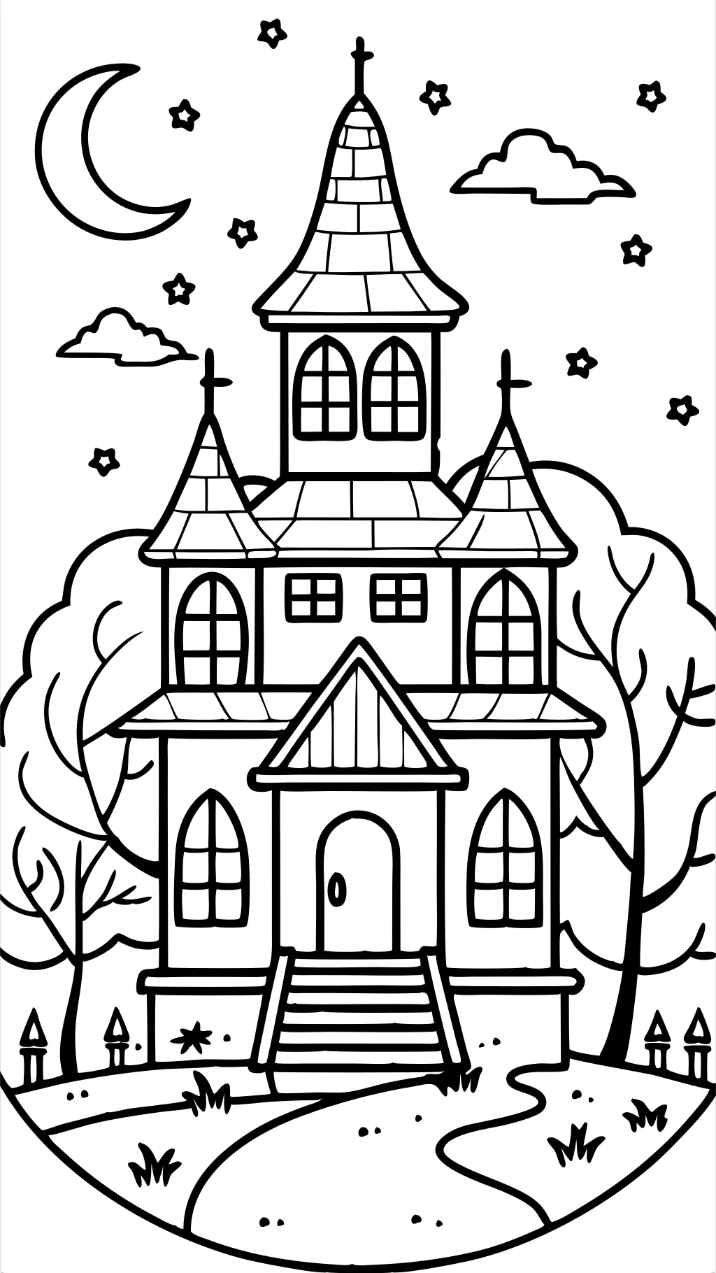 haunted house coloring page